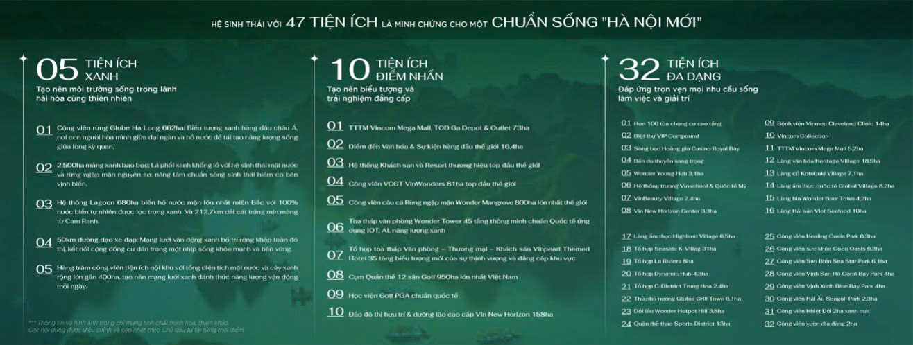 47 tiện ích tại VinHomes Global Gate Hạ Long
